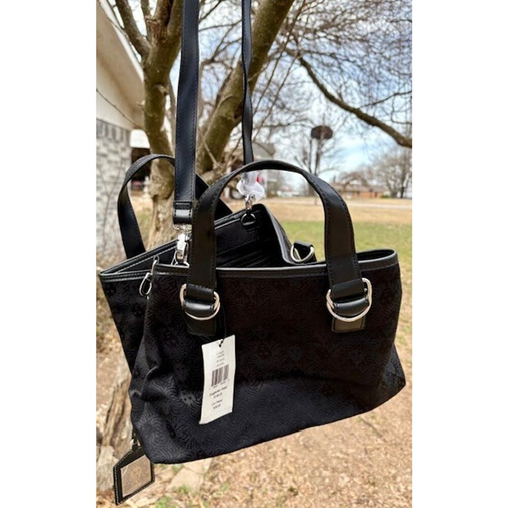Women's Travel Bag Anne Klein New York Black Travel/Tote Monogram Print Bag - Picture 2 of 14